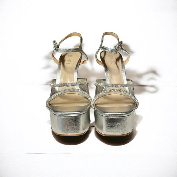 🌻NEW Schutz Silver Aileen Platform Sandal Women's Size 8.5 - Picture 7 of 10